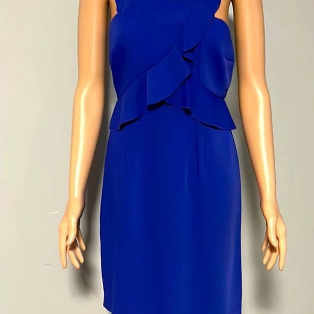 Trina Turk Blue Sleeveless Peplum Cocktail Dress